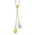 14k Two-tone Two Puffed Teardrop Beads 18 inch Lariat Necklace