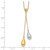 14k Two-tone Two Puffed Teardrop Beads 18 inch Lariat Necklace
