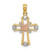 14K Two-tone w/White Rhodium Cross w/Flower and Heart Charm