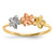 14k Two-tone w/White Rhodium Polished and Satin 3 Flower Ring