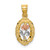 14K Two-tone w/White Rhodium Rose In Oval Frame Charm