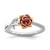 14K Two-tone White & Rose Ruby and Diamond Flower Ring