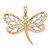 14k Two-tone White Rhodium Dragonfly w/Beaded Diamond-cut Wings Charm