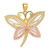 14k Two-tone with White Rhodium Dragonfly w/Beaded D/C Wings Charm