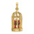 14K w/ Enamel 3-D Bird Cage w/ 2 Birds and Doors Open Charm