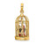14K w/ Enamel 3-D Bird Cage w/ 2 Birds and Doors Open Charm