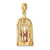 14K w/ Enamel 3-D Bird Cage w/ 2 Birds and Doors Open Charm