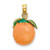 14K W/ Enamel 3-D Orange With Stem and Leaf Charm