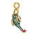14K w/ Enamel 3-D Textured Blue Genie Lamp Charm