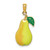 14K W/ Enamel Pear With Stem and Leaf Charm