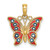 14K w/ Red and Blue Enamel Filigree Butterfly Charm