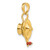 14K W/ Red Enamel Polished 3-D Genie Lamp Charm