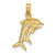 14K w/ Rhodium 2-D Polished Dolphins Charm