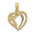 14K W/ Rhodium Cross In Heart Charm