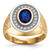 14k w/ Rhodium CZ & Oval Blue CZ Mens Ring