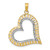 14k w/ Rhodium Diamond-cut Large Tilted Heart Charm