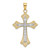 14K W/ Rhodium Scalloped Edges Cross Charm