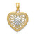 14k w/ Rhodium Textured Heart Flower Filigree Charm