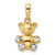 14k w/ White Rhodium 3D Diamond-cut Teddy Bear Pendant