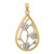 14K w/ White Rhodium Flowers In Teardrop Frame Charm