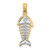 14K w/Rhodium 3-D Fishbone Charm
