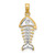 14K w/Rhodium 3-D Fishbone Charm