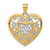 14k w/Rhodium Cut-Out Filigree Heart Charm