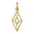 14K w/Rhodium D/C  Diamond Shaped Charm