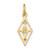 14K w/Rhodium D/C  Diamond Shaped Charm