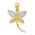 14k w/Rhodium D/C and Polished Dragonfly Pendant