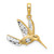 14k w/Rhodium Diamond-cut Humming Bird Pendant
