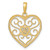 14k w/Rhodium Filigree Beaded Heart Charm