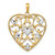 14k w/Rhodium Filigree Leaf Accent Heart Charm