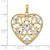 14k w/Rhodium Filigree Leaf Accent Heart Charm