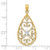 14K w/Rhodium Heart Beaded Filigree D/C Teardrop Charm