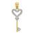14k w/Rhodium Key w/Heart Charm