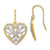 14K w/Rhodium Polished Filigree Heart Shepherd Hook Earrings