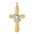 14k w/Rhodium Polished Hollow Praying Hands Cross Pendant