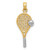 14k w/Rhodium Polished Tennis Racquet Pendant