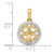 14K w/White Rhodium Diamond-cut Four-leaf Clover Pendant