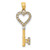 14K w/White Rhodium Polished Heart Key Charm - YC-9885A1B6-1338