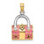 14K & Rhodium 3-D Pink Enameled Handbag Opens Charm