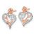 14K White and Rose Gold Diamond Quinceanera Heart Post Earrings