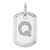 14K White Gold  Diamond Initial Q Dog Tag Charm