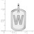 14K White Gold  Diamond Initial W Dog Tag Charm