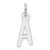 14k White Gold  Slanted Block Letter A Initial Charm