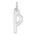 14K White Gold  Slanted Block Letter P Initial Charm