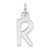 14K White Gold  Slanted Block Letter R Initial Charm