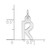 14K White Gold  Slanted Block Letter R Initial Charm