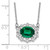 14k White Gold 1 carat Lab Grown Diamond VS/SI+ G+ and Created Emerald Complete 18 inch Necklace